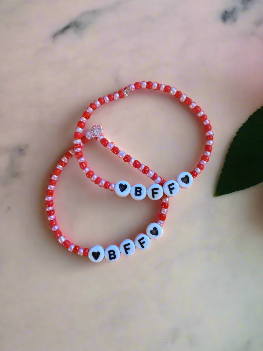 red and pink BFF bracelets