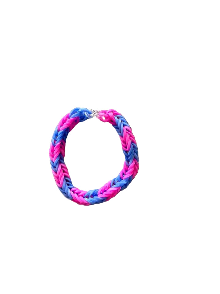 blue and pink loom band bracelet