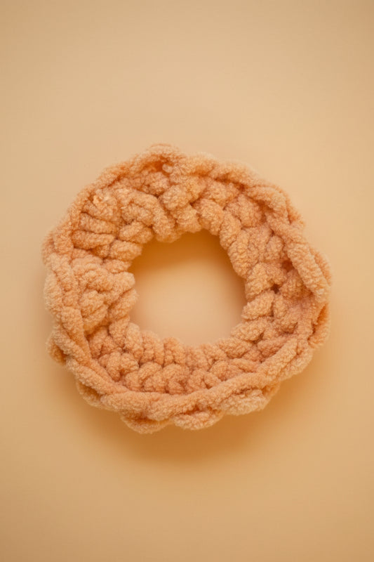 Crochet orange scrunchie