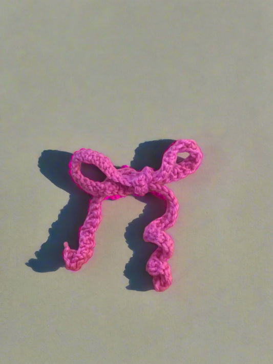 Hot pink crochet bow
