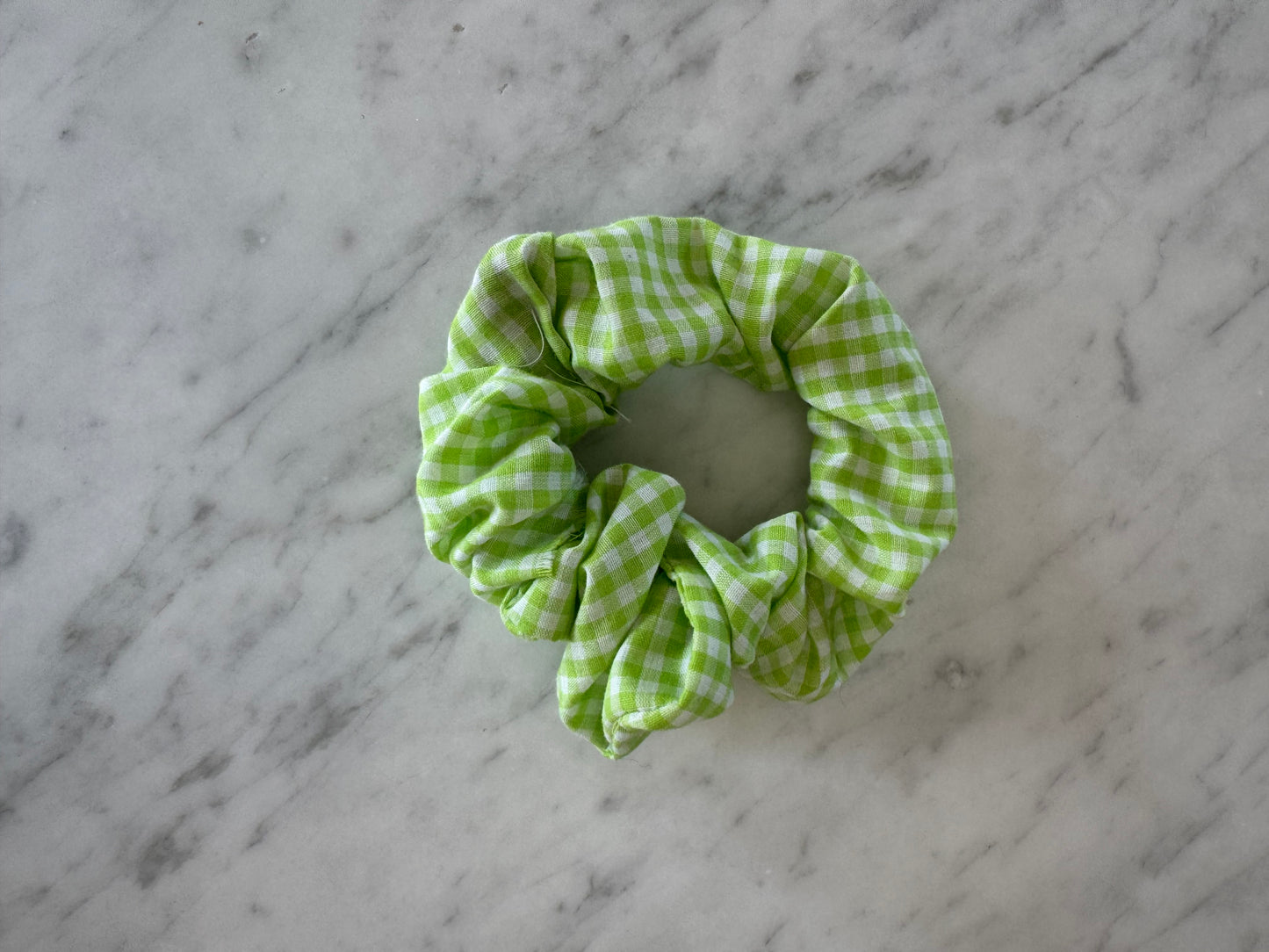 white and green scrunchie