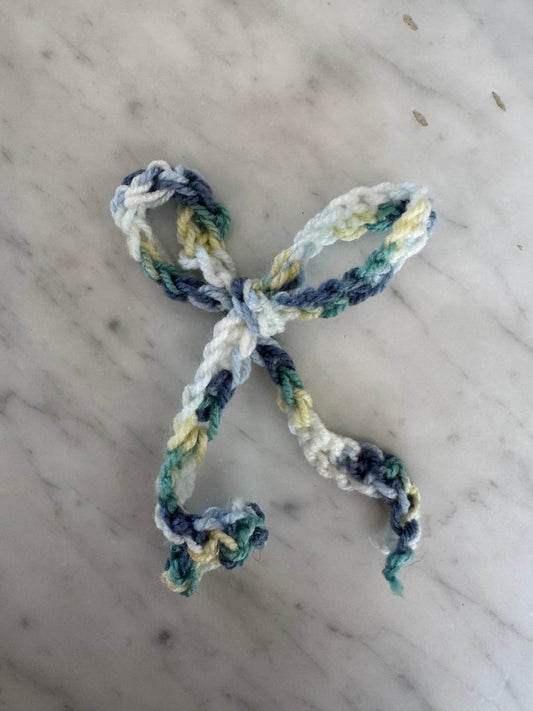 beachy yellow green and blue bow