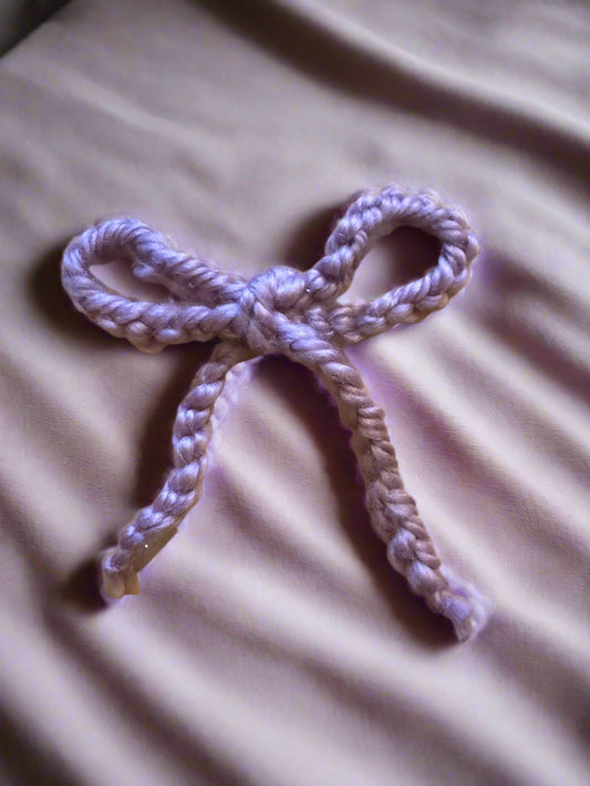 Light purple crochet bow