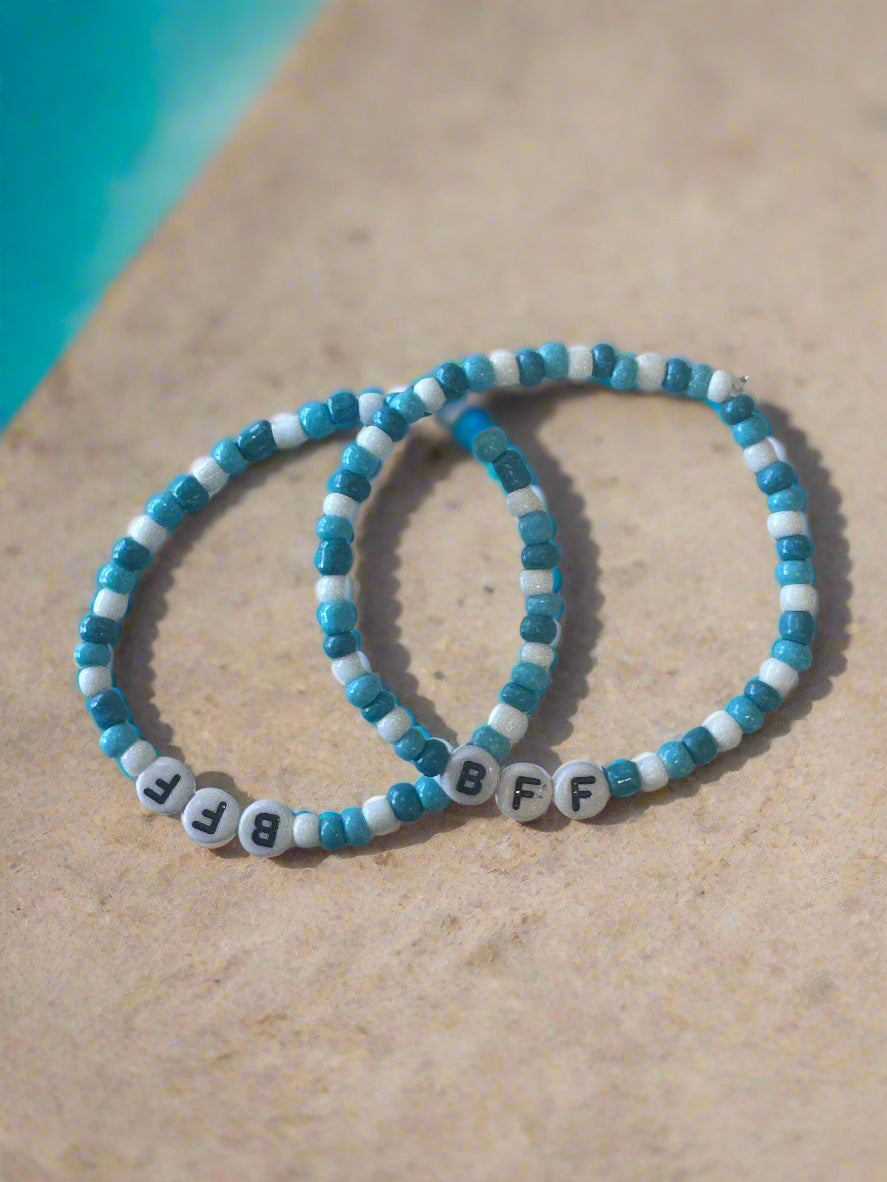 blue and white friendship bracelet
