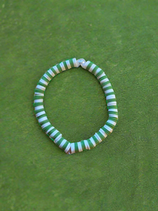 green and white bracelet