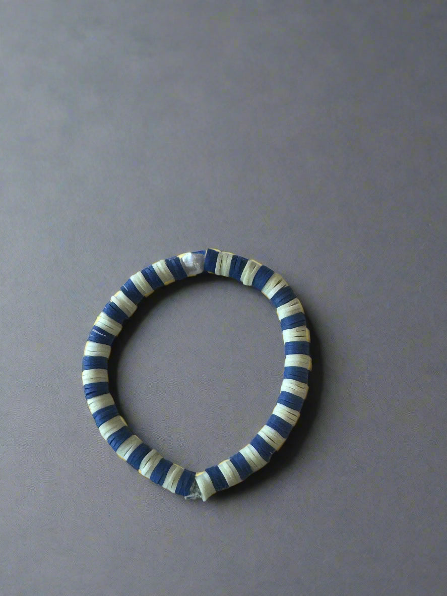 light yellow and navy blue bracelet