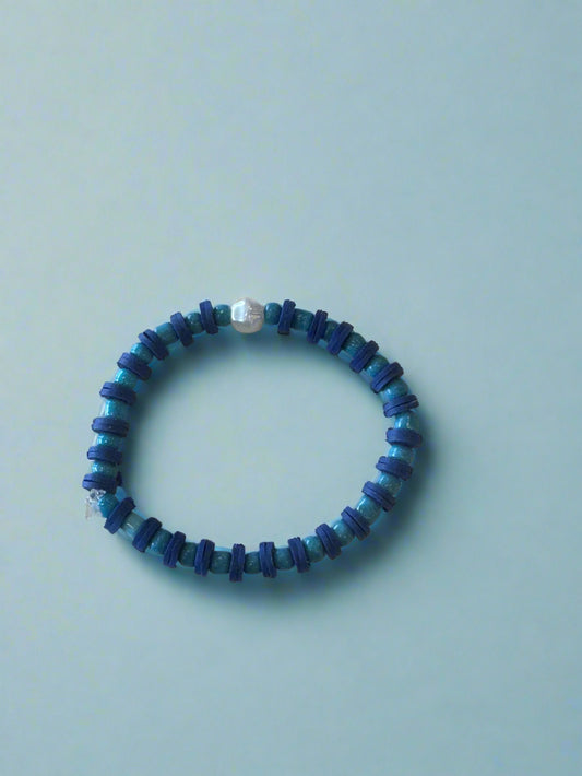 navy and light blue bracelet