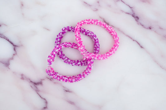 pink and purple loom band bracelets