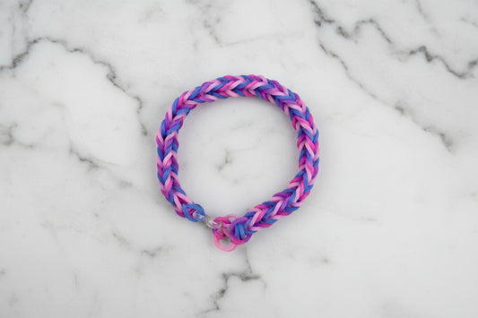 blue,pink and purple loom band bracelet