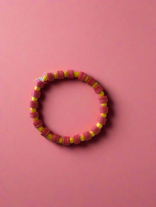 red and yellow colourful bracelet